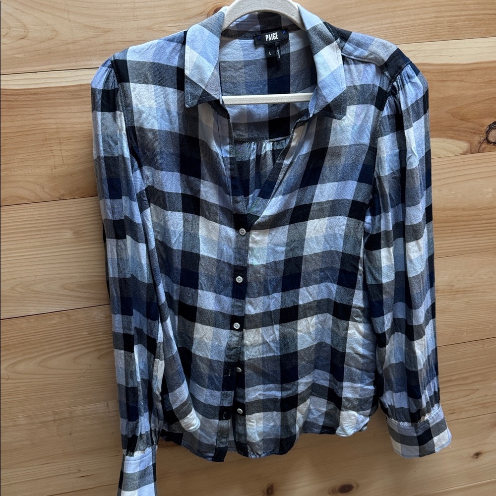 PAIGE Blue and Black Checkered flannel Shirt